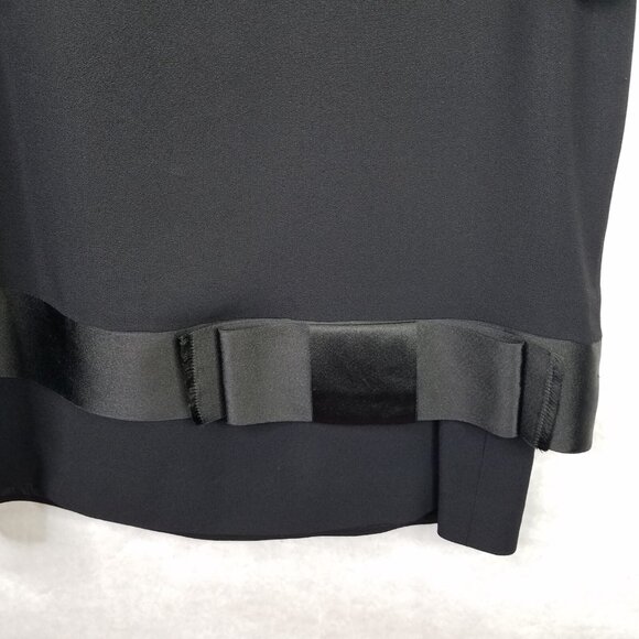 Vtg Nat Kaplan Couture Shift Dress 14 Black Long Sleeve Layered Ribbon Bow 80's - Picture 5 of 16